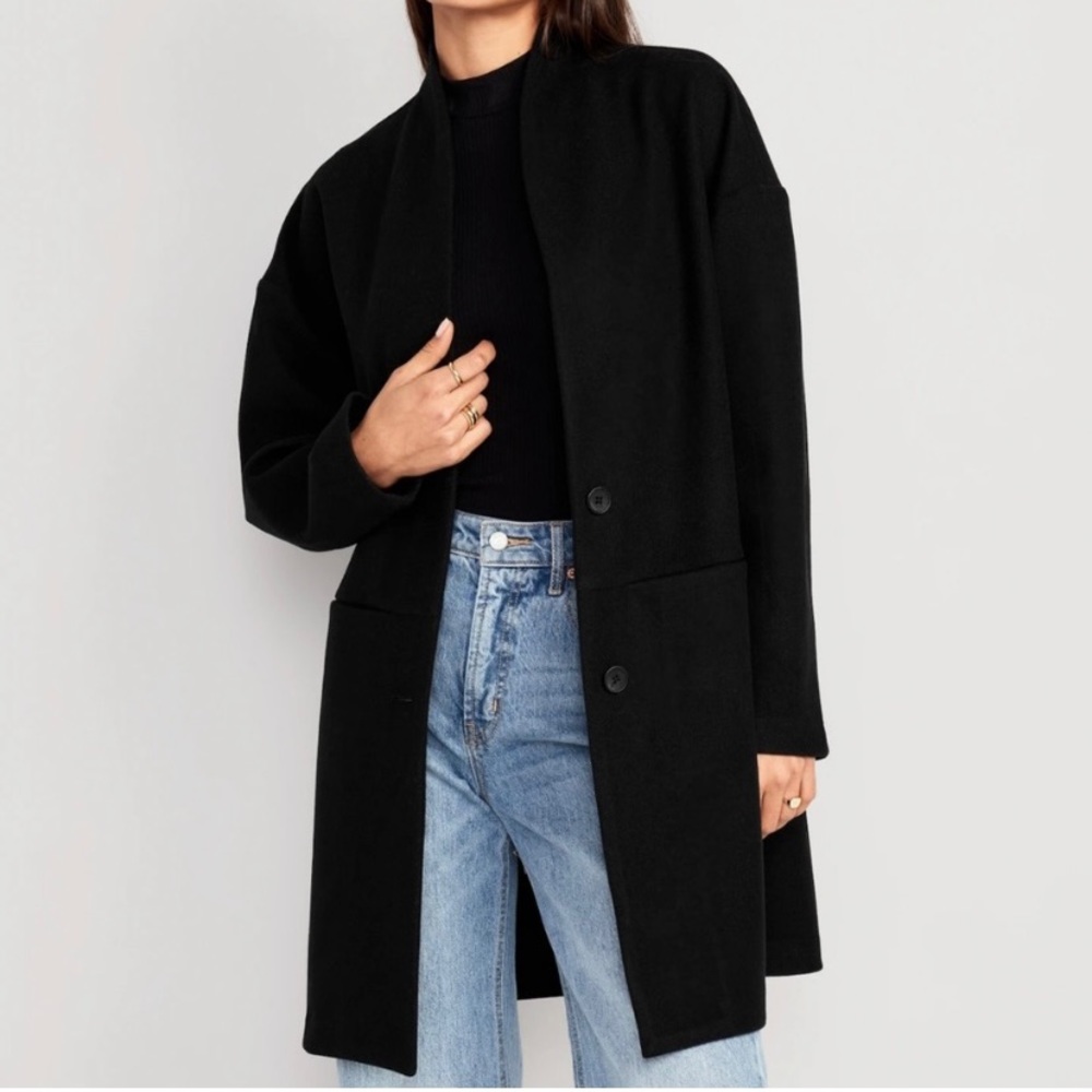 NEW Women’s Old Navy Long-line Cardigan Coat Black XS
